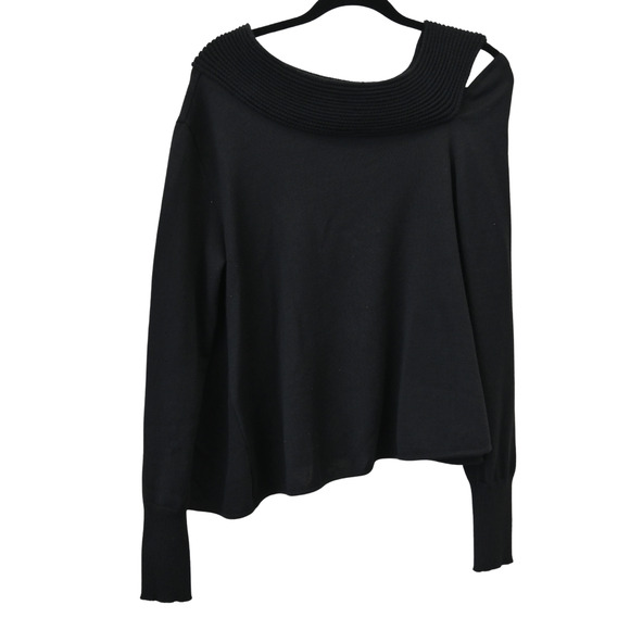 Balenciaga Pullover Sweater Size 42 US 12 Black Off the Shoulder Knit Cutout - Picture 1 of 9